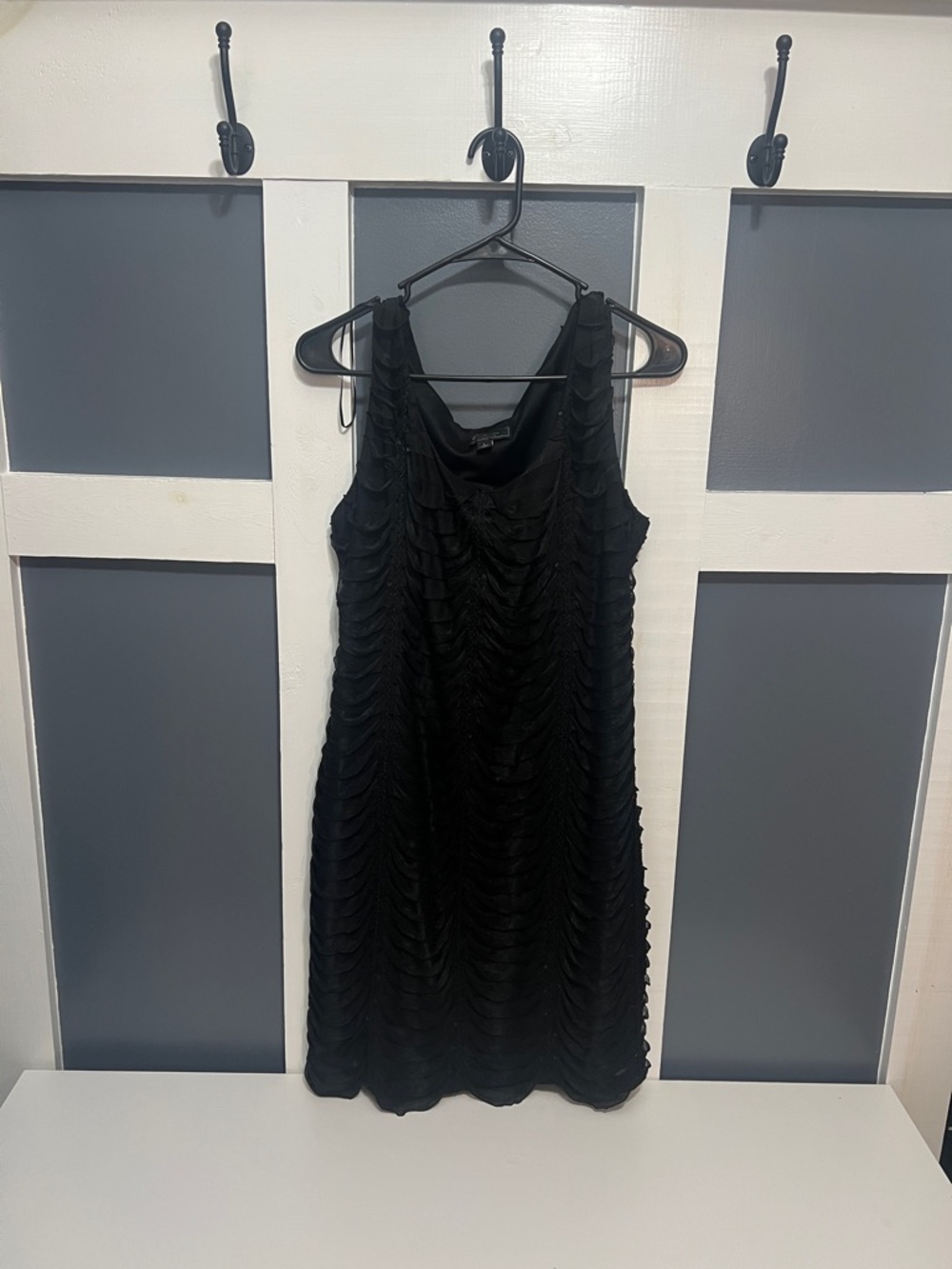 dressbarn Black Sleeveless Ruffle-Textured Mini Dress